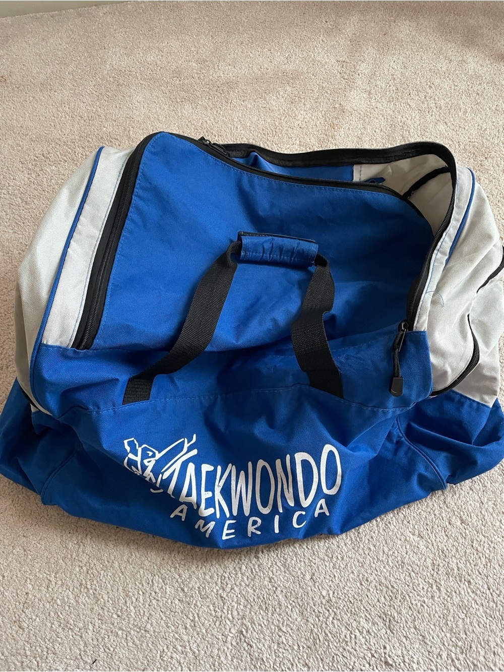 Teakwondo Blue and Gray Sports Duffel Bag
